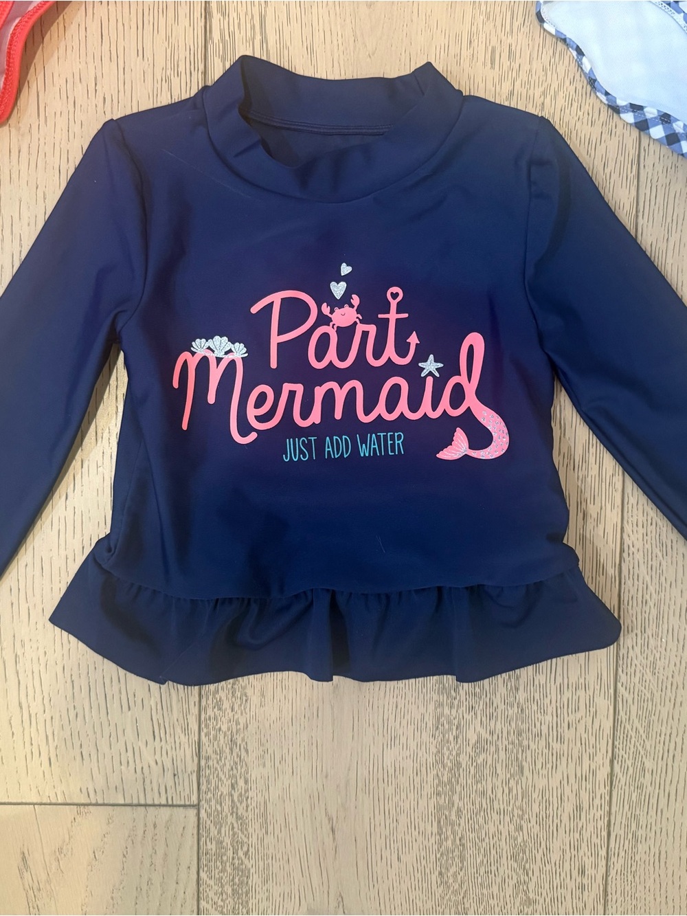 Bundle of 3T Kids Girl’s Navy and Red Long-Sleeve Rashguard Swim sets - Picture 8 of 9